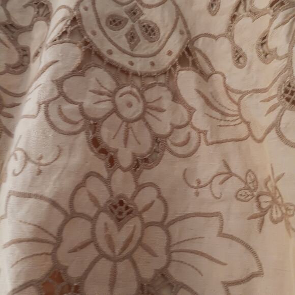 Anthropologie Canary Orange Ruffle-Collar Lace Cutout Blouse M - Picture 6 of 9